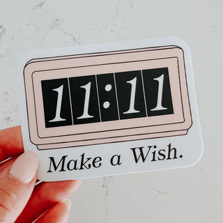 Retro Clock 11:11 “Make A Wish” Vinyl Sticker