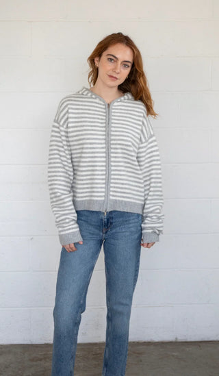 Cooper Stripe Zip Up Jacket - Grey