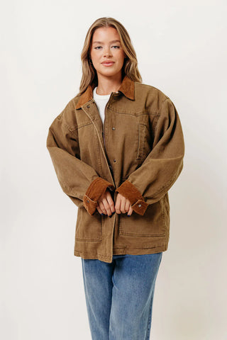 Sable Cotton Field Collared Jacket / Olive Brown