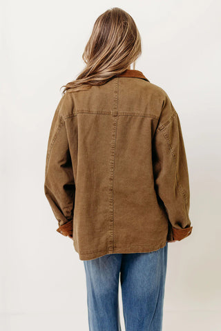 Sable Cotton Field Collared Jacket / Olive Brown