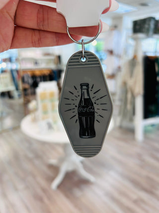 Coca Cola Grey Glass Bottle Keychain