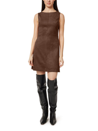 Suede Shift Dress Downtown Brown // Habitual