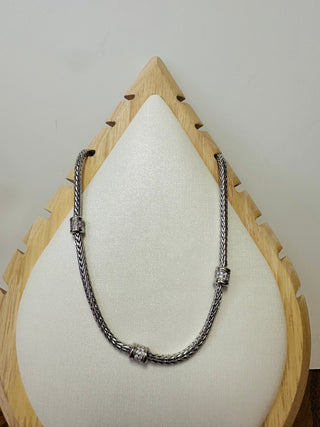 Anne CZ Silver Braided Chain Magnetic Necklace