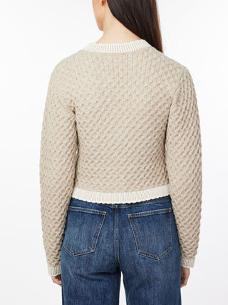 Silvia V-Neck Short Button-Down Cardigan / Oatmeal Heather Combo