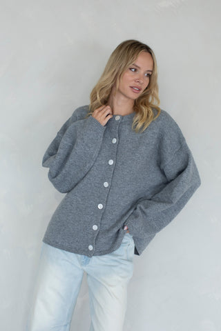 Juniper Button Down Sweater - Heather Grey