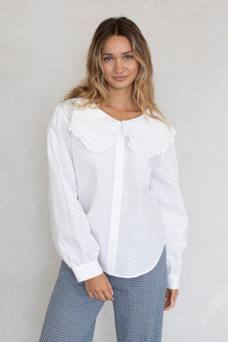 Wendy Linen Blended Blouse - Ivory