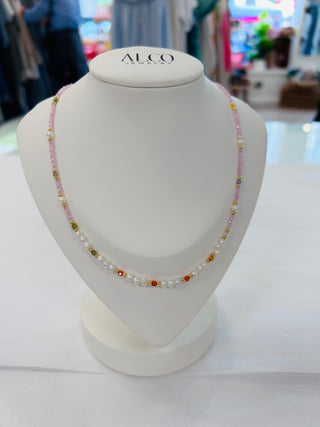 Pink & Pearl Beaded Necklace