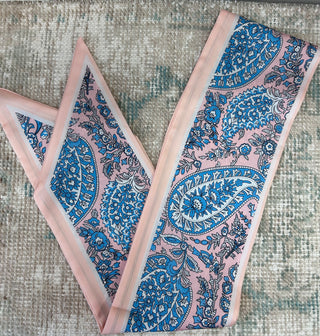 Large Twilly Paisley Scarf - Peach & Blue