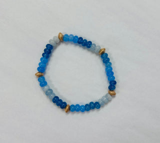 Blue Stone & Gold Mix Stretch Bracelet