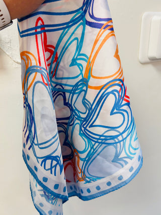 Colorful Hearts Satin Scarf