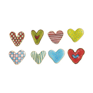 Stoneware Heart Shaped Magnet w/ Patterns