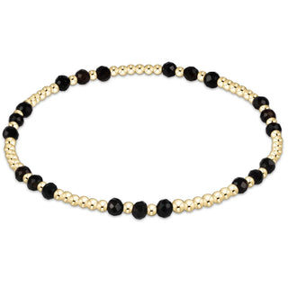 Gemstone Gold Joy Pattern 3mm Bead Bracelet - Faceted Onyx // Enewton