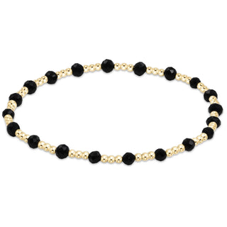 Gemstone Gold Sincerity Pattern 3mm Bead Bracelet - Faceted Onyx // Enewton
