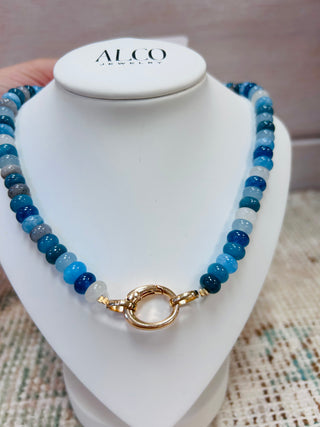 Blue Stone Mix Beaded Necklace