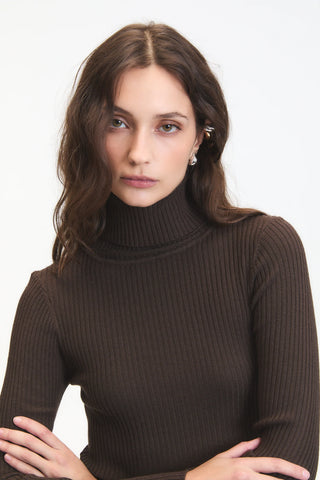 Mylo Turtleneck Sweater - Chocolate Brown