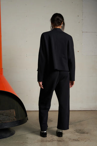 Olivia Fleece Cardigan - True Black // Perfect White Tee