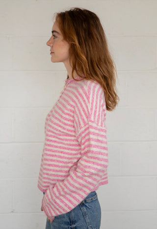 Piper Henley Pullover - Bubblegum Stripe