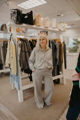Leni French Terry Pull On Pant - Heather Grey // Perfect White Tee