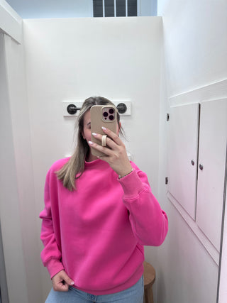 Mia Mock Neck Sweatshirt - Hot Pink