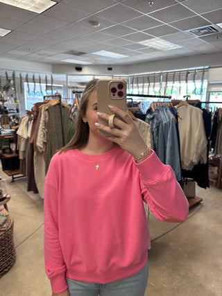 Ex-Boyfriend Patchwork Sweatshirt - Palm Pink // Kerri Rosenthal
