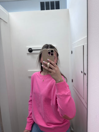 Ex-Boyfriend Patchwork Sweatshirt - Palm Pink // Kerri Rosenthal