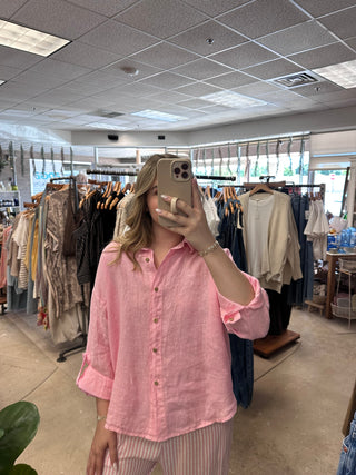 Sundrift Linen Button Down - Light Pink