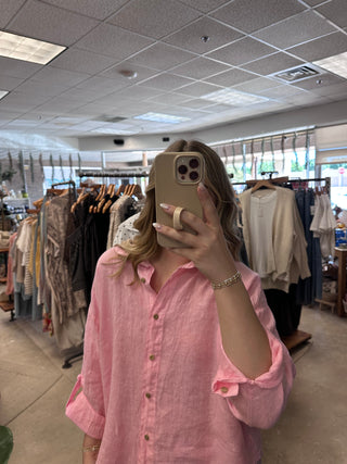 Sundrift Linen Button Down - Light Pink