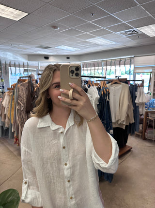 Sundrift Linen Button Down - White