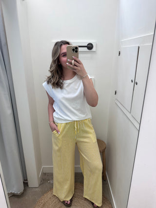 Portofino Stripe Linen Pants - Yellow