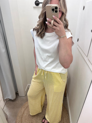 Portofino Stripe Linen Pants - Yellow