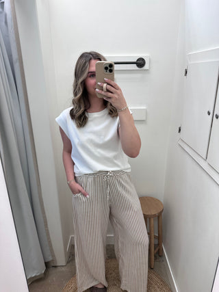 Portofino Stripe Linen Pants - Light Brown