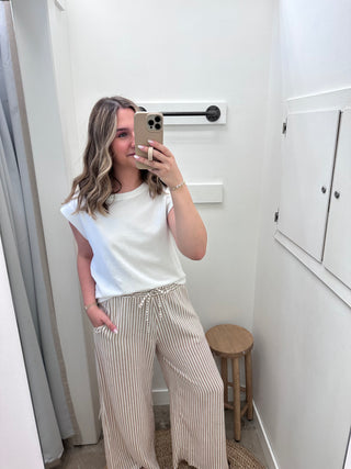 Portofino Stripe Linen Pants - Light Brown