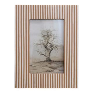 Resin Striped Photo Frame - Caramel & White