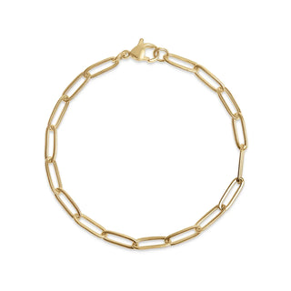 18K Gold PVD Stainless Steel Paperclip Chain Bracelet 7”