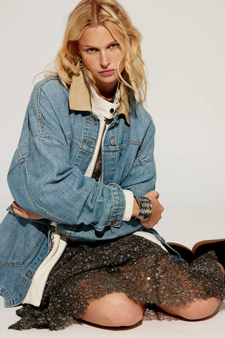 We The Free Lemon Oversized Denim Jacket - Berry Blues // Free People