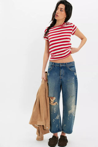 We The Free Nora Stripped Tee - Red Combo // Free People