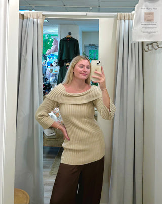 Ellery Off-Shoulder Sweater // Oatmeal-Needii