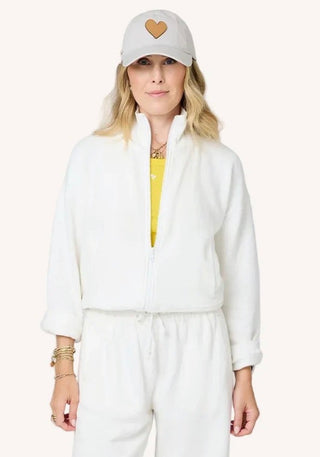 Zip Up Mock Neck Sweatshirt - Cream // Kerri Rosenthal