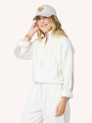 Zip Up Mock Neck Sweatshirt - Cream // Kerri Rosenthal