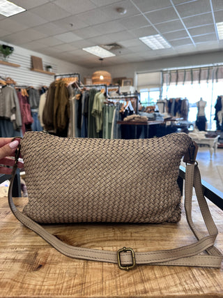 Intrecciato Braided Shoulder/Crossbody Bag - Beige