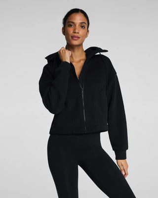 BoostUp Cotton Fleece Full Zip Hoodie - Very Black // Spanx