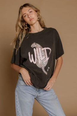 Wild Leopard Big Boy Tee- Vintage Black