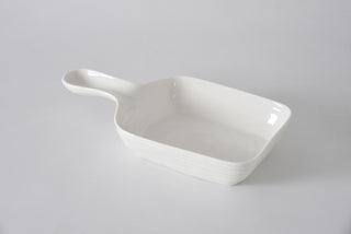 White Porcelain Serving Dish With Handle