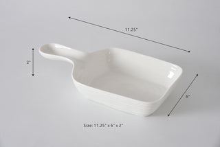 White Porcelain Serving Dish With Handle