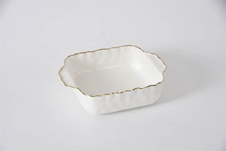 Gold Rimmed 8” x 8” Square Porcelain Baking Dish