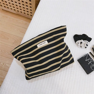 Amelia Contrast Stripe Canvas Zipper Bag