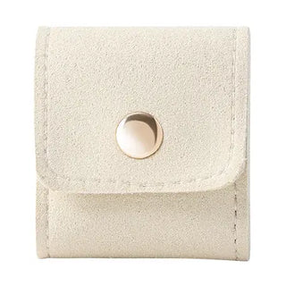 Mini Leather Travel Jewelry Pouch - White