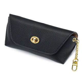 Genuine Leather Vintage Sunglasses Case - Black