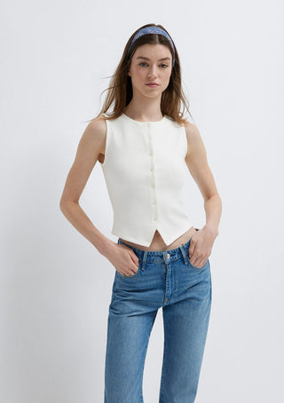 Buttoned Fashion Jersey - Antique White // Mavi