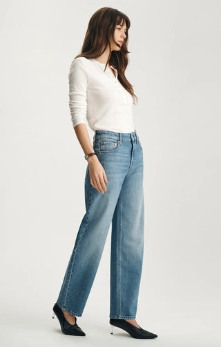 Nica Crop High Rise Crop Barrel - Light Brushed Classic Blue